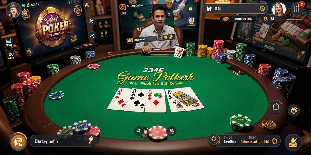 Tampilan permainan Poker yang menegangkan di 234E.