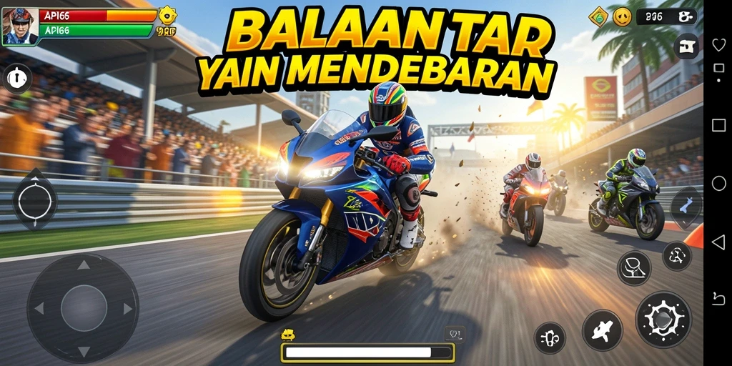 Screenshot gameplay API66 yang menampilkan aksi balapan motor yang seru.