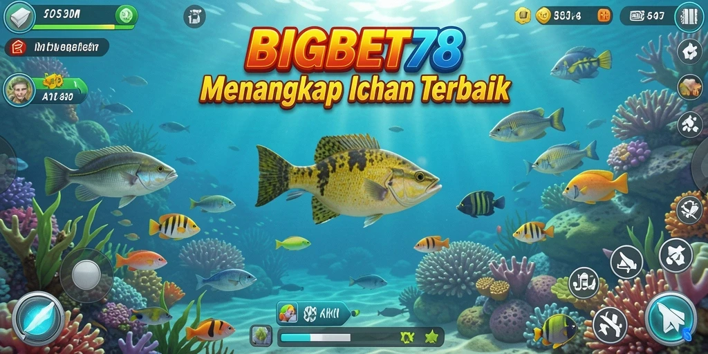 Tampak layar permainan BIGBET78 yang menampilkan aksi memancing dengan grafis menakjubkan.