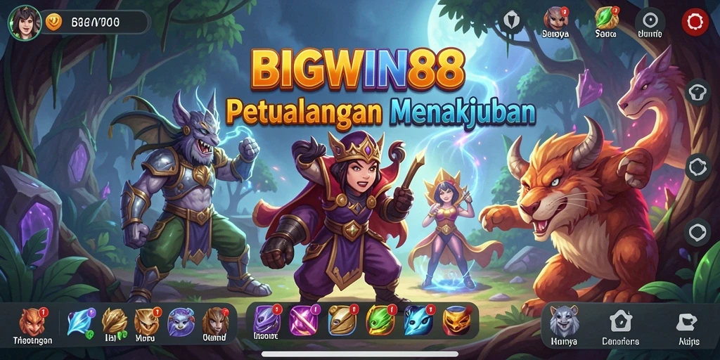 Tangkapan layar utama gameplay BIGWIN88 menampilkan petualangan mendebarkan.