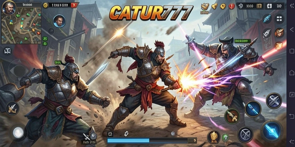 Tampilan mendebarkan dari gameplay action di CATUR777.