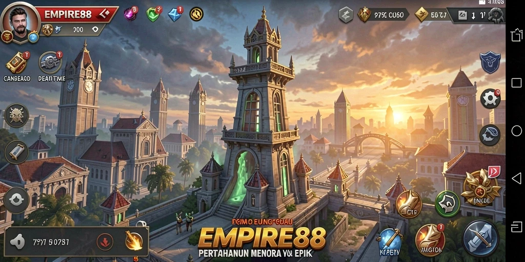 Screenshot EMPIRE88 menampilkan aksi mendebarkan di dalam permainan Tower Defense.