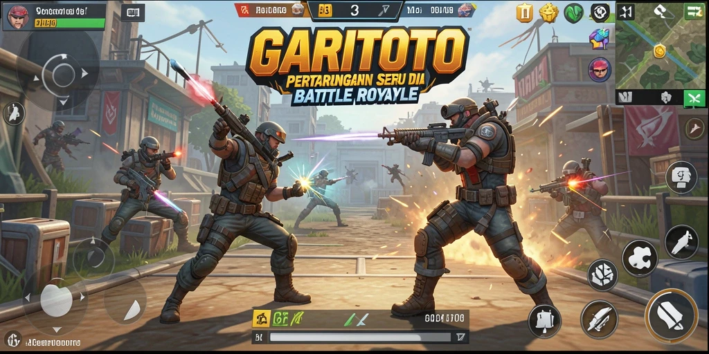 Screenshot GARITOTO menampilkan gameplay menegangkan di arena Battle Royale.