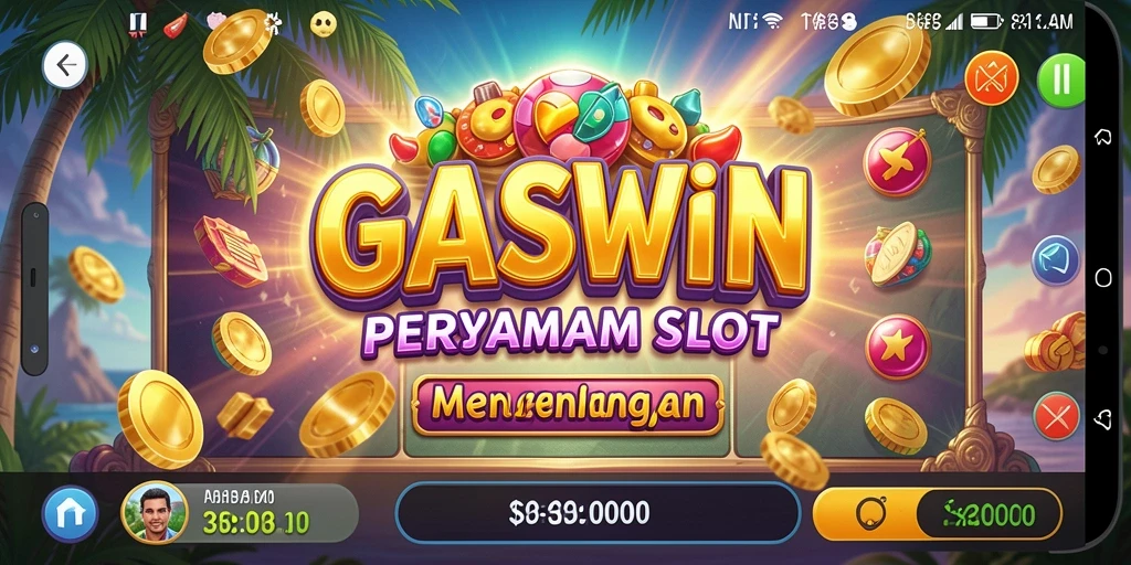 Tampilan gameplay GASWIN yang penuh warna dan menarik dalam permainan slot.