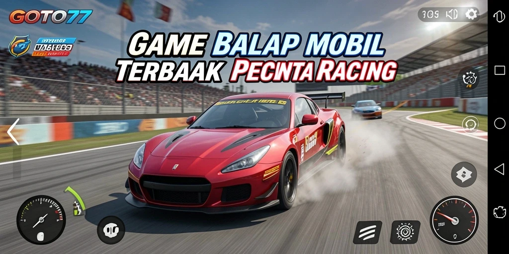 Tangkapan layar utama GOTO77 menampilkan serunya gameplay balapan yang mendebarkan.