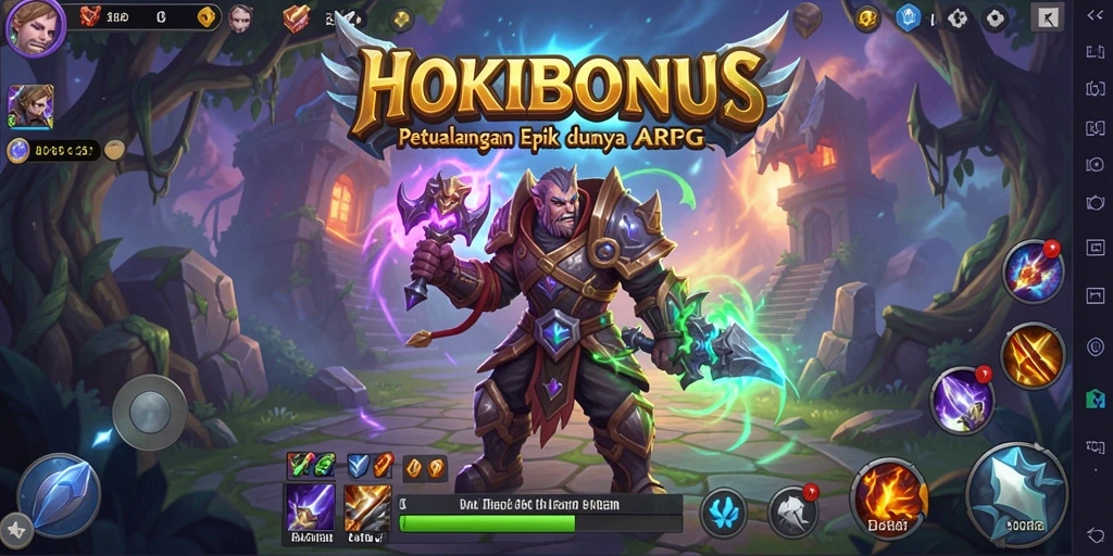 Tangkapan layar utama HOKIBONUS menampilkan aksi seru dalam petualangan ARPG.
