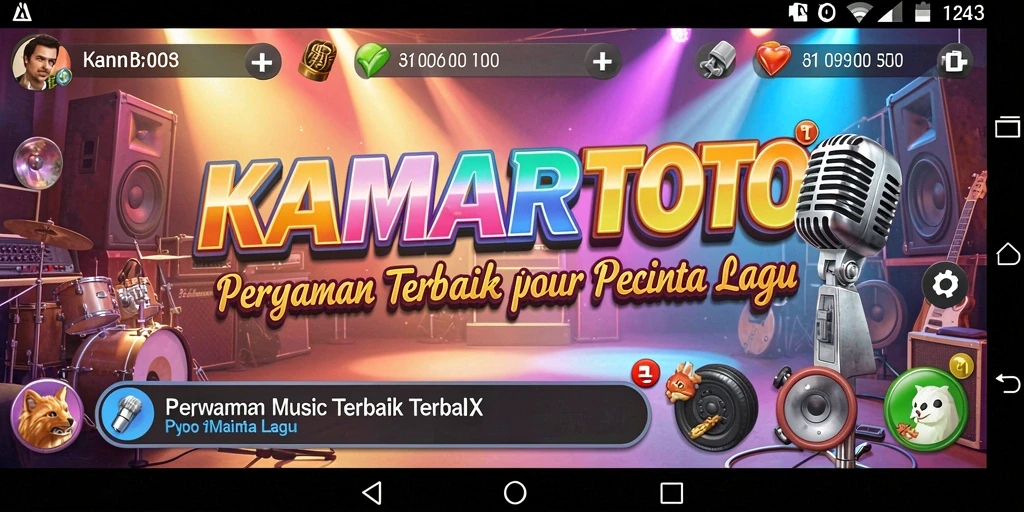 Tampilan utama KAMARTOTO saat gameplay musik berlangsung.