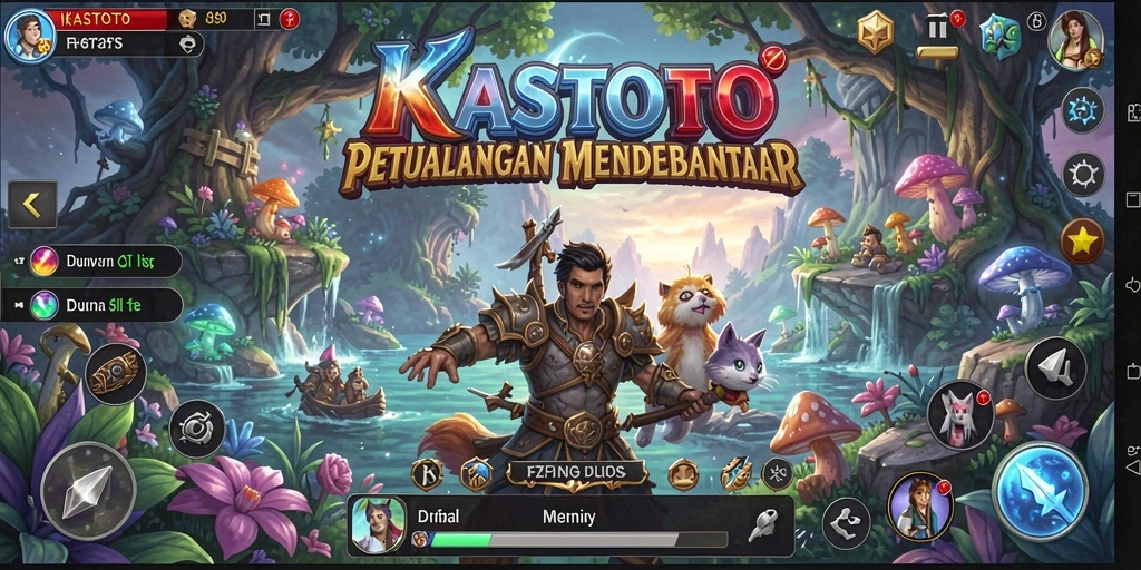 Tampilan gameplay KASTOTO yang menampilkan aksi petualangan seru.
