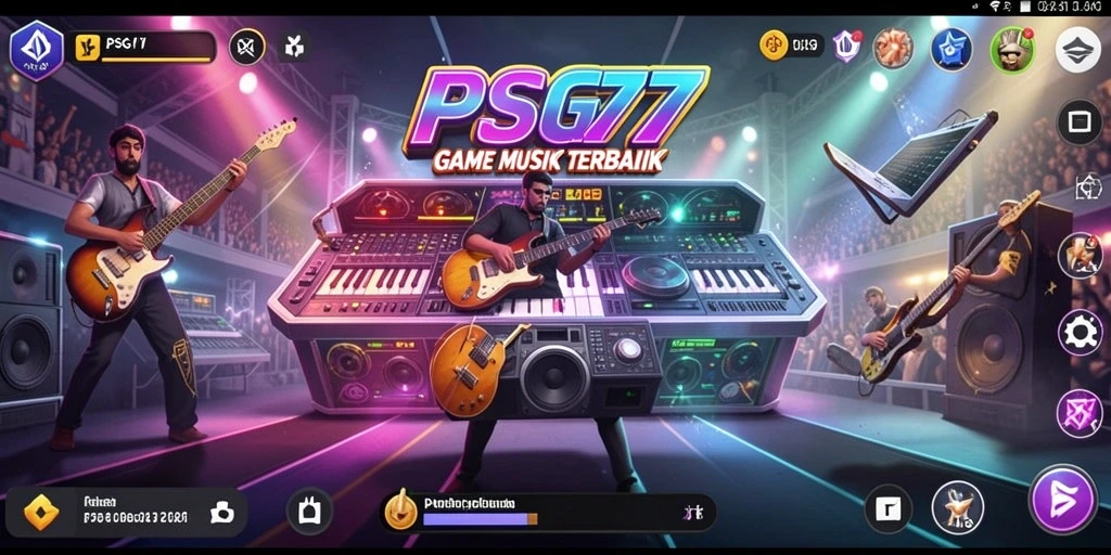 Tampilan screenshot utama PSG77 dengan gameplay musik yang mendebarkan.