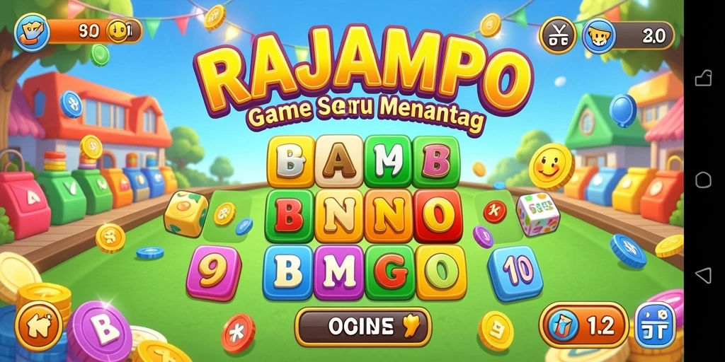 Gameplay seru Bingo di RAJAMPO dengan tema menarik.