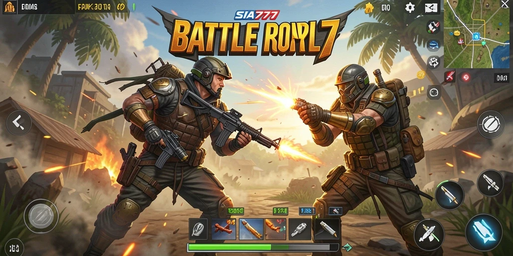 Tampilan screenshot SIA777, menunjukkan aksi seru dalam pertempuran Battle Royale.