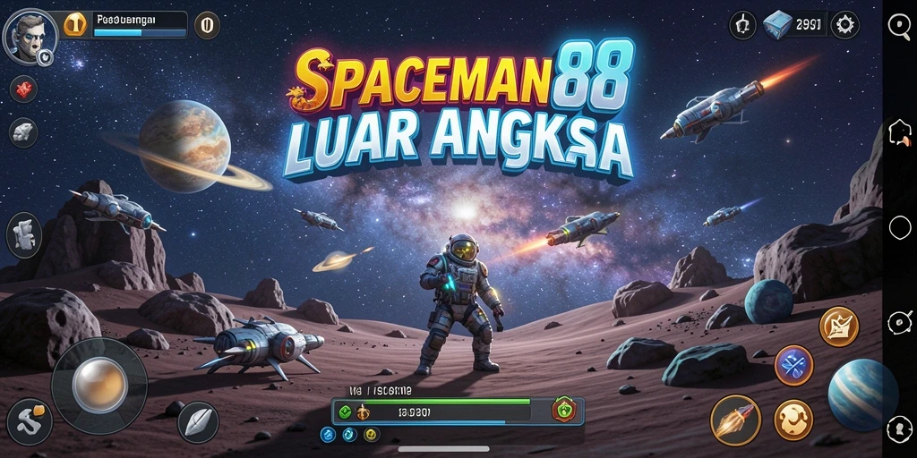 Tampilan gameplay SPACEMAN88 yang penuh warna dan dinamis.