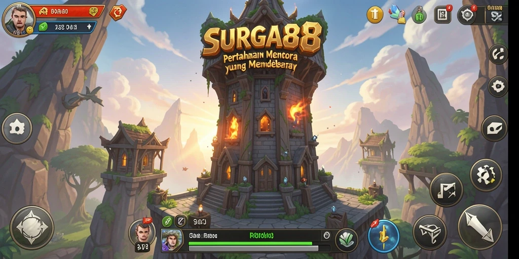 Tampilan menarik dari gameplay SURGA88 Tower Defense.