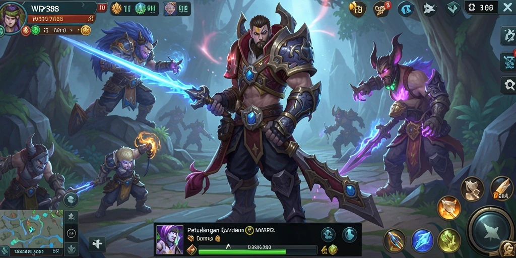 Screenshot gameplay WP888 menampilkan aksi seru dalam pertempuran MMORPG.